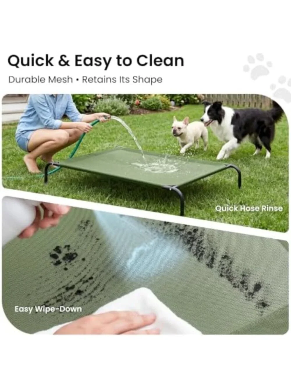Elevated Cooling Dog Bed for Large Pets, Portable Indoor/Outdoor Cot, Durable